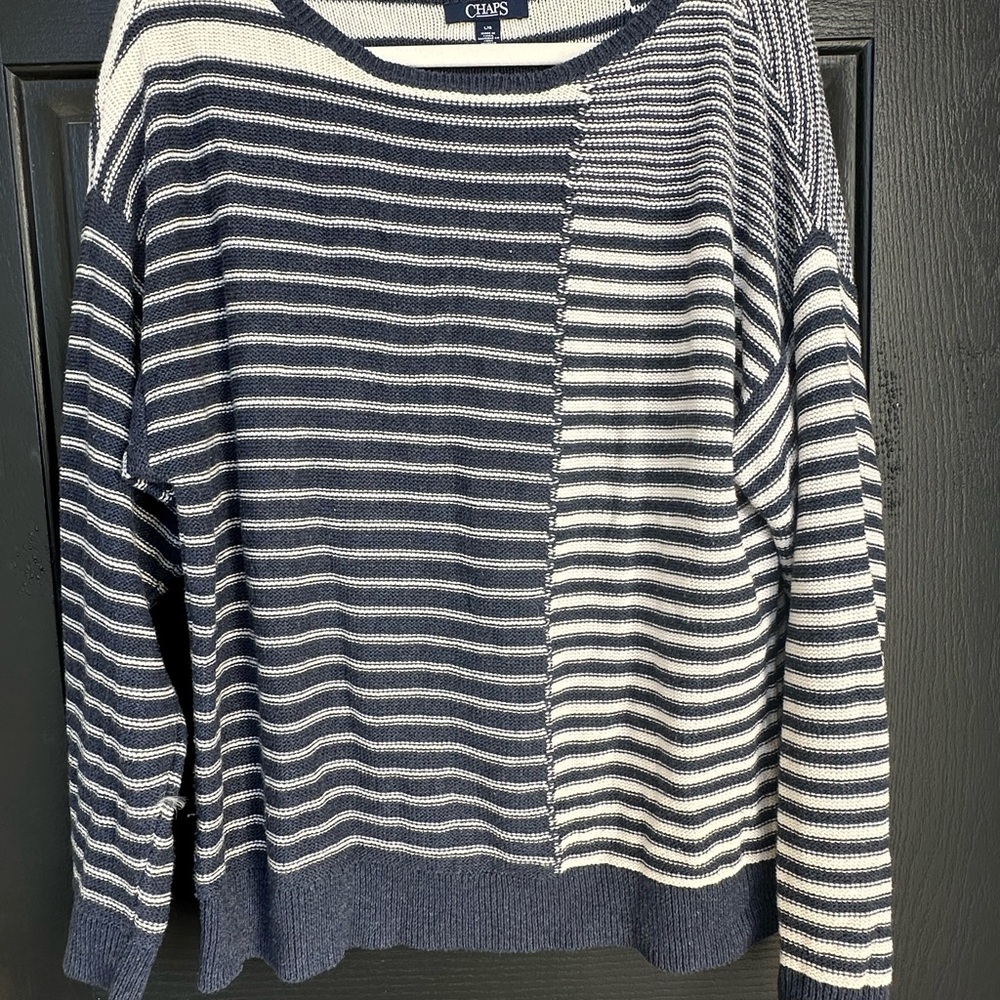 Chaps Classic Navy and Cream Striped Knit